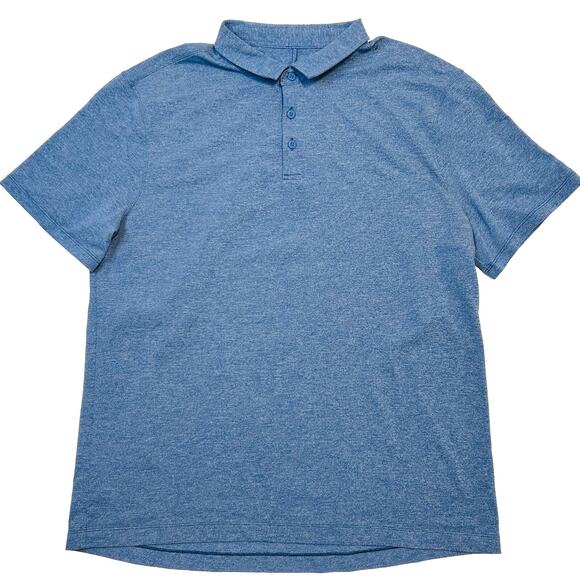 Lululemon Mens Size XL Evolution Short-Sleeve Polo Shirt Heathered Blue - Picture 1 of 8